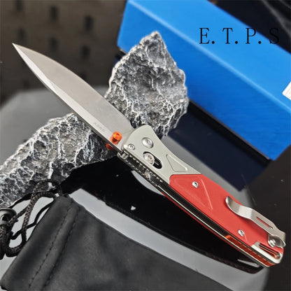 BM 535-09 Bugout AXIS Folding Knife Stonewashed Drop Point Blade Gray Aluminum Handles with G10 Outdoor EDC Tools Pocket Knives