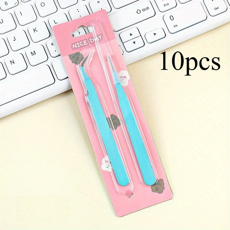 6pcs Tweezers Set - Angle and Straight Hand Tools for DIY Scrapbooking, Jewelry Making, Beading Work - Scrapbooking Supplies