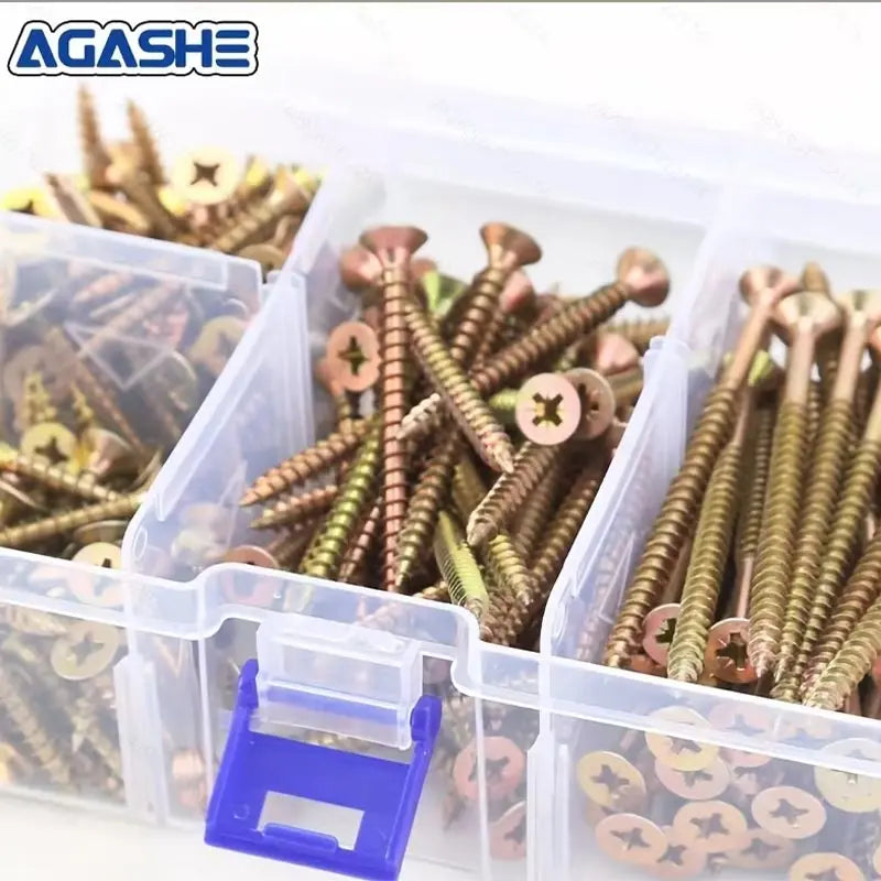 100PCS/200PCS Self-Tapping Screw Set, M5 × 30 40 60 80mm Flat-Head Cross Screws Are Suitable for Wood/Solid Wood Home Decoration