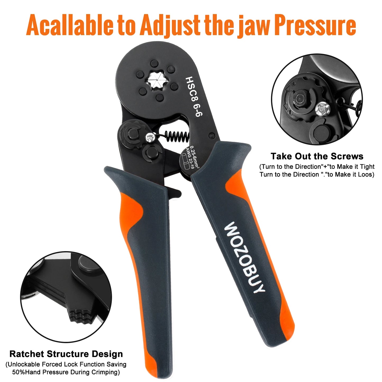 Ferrule Crimping Tool or Tool Kit,HSC8 6-6A/6-4A Ratchet Mini Electrical Clamp,for Tubular Terminal,WOZOBUY Brand Hardware Tool