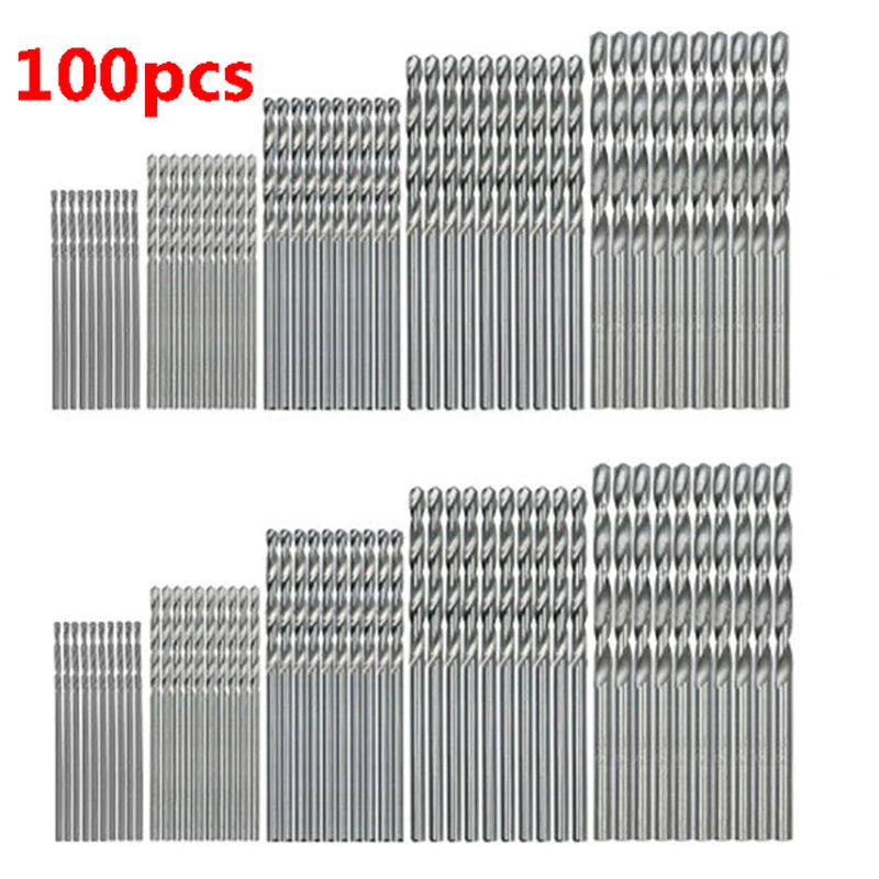 100/50pcs Titanium Coated HSS High Speed Steel Drill Bit Set Tool