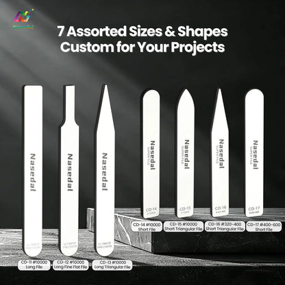 Nasedal 7Pcs Glass Files 320-10000 Grits Ultra Fine Mirror Sanding for Gundam Scale Model 3D Print Plastic Resin Polishing Tools
