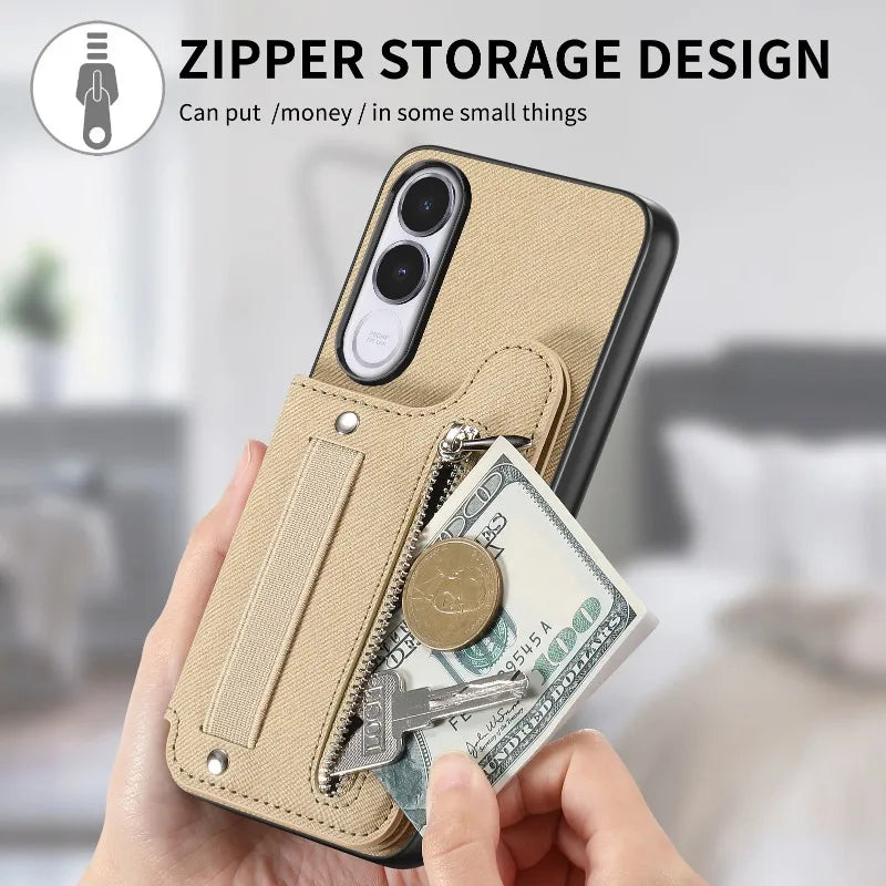 Flip Wallet Card Cover For Vivo V70 FE Leather Elasticity Wristband Magnetic Shockproof Case For Vivo V70FE Stand Phone Shell