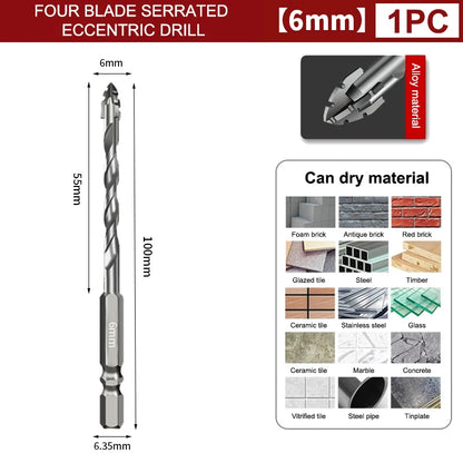 7pcs/sets Tungsten Steel Serrated Drilling Bit Set For Ceramic Plastic Tile Ceramic Glass Concrete