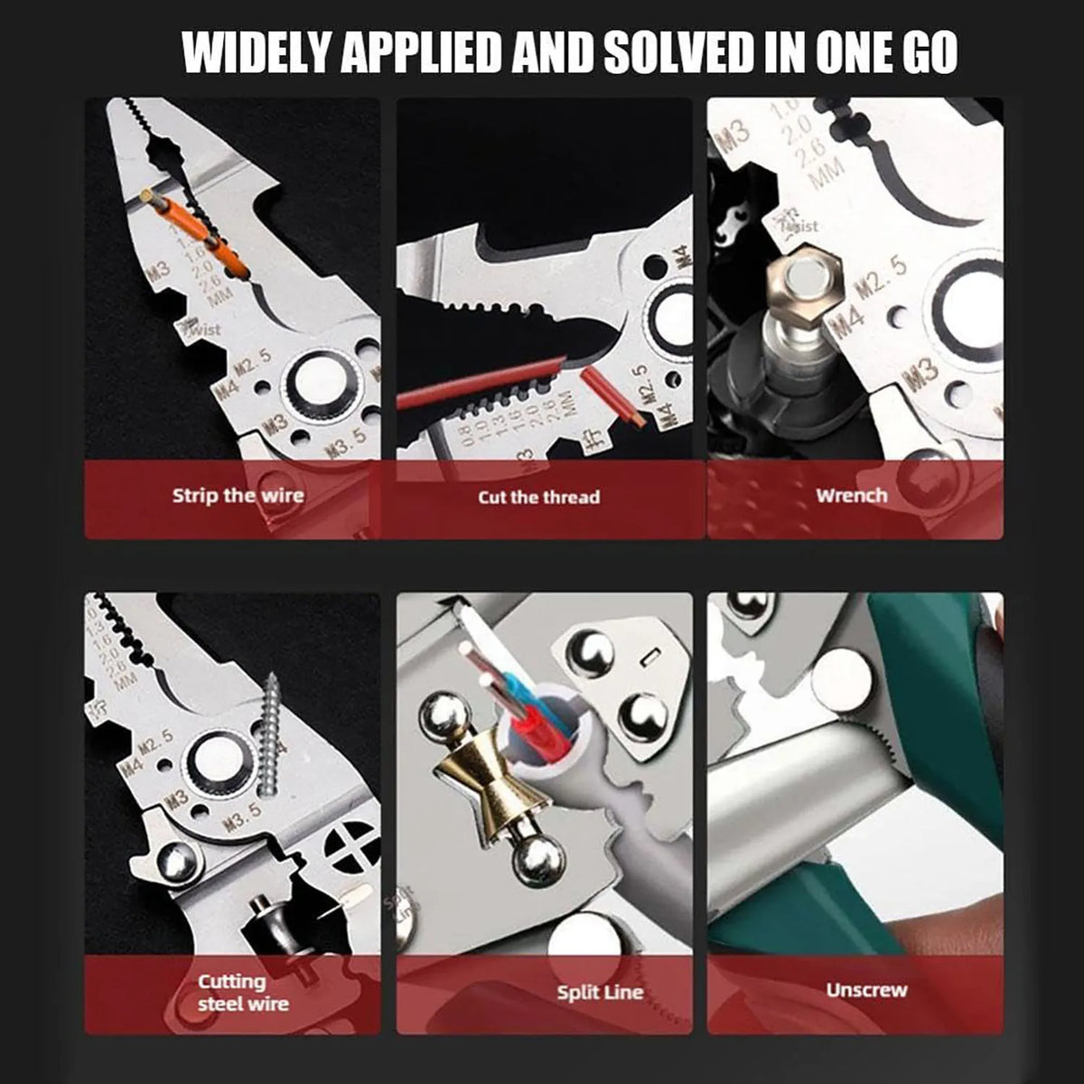 18 In1 Foldable Wire Stripper Multifunctional Plier With Crimper Cutter Shearing Screw Gripping For Electric Cable Portable Tool