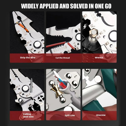 18 In1 Foldable Wire Stripper Multifunctional Plier With Crimper Cutter Shearing Screw Gripping For Electric Cable Portable Tool