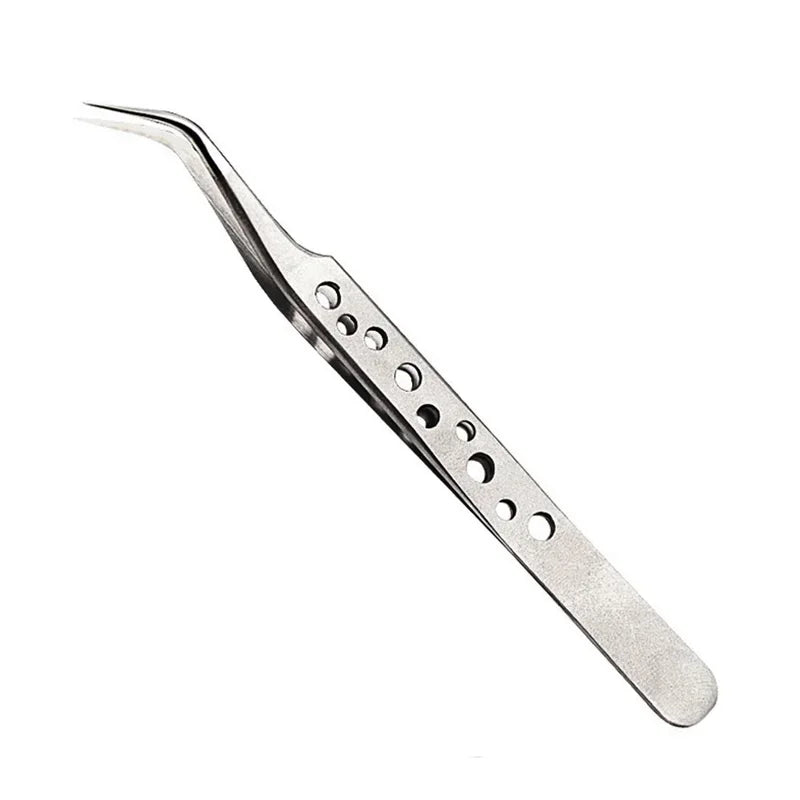 Industrial Tweezers Precision Anti-static Magnetic Soldering Stainless Steel Curved Tip Tweezers CPU IC Repair Clips Hand Tool