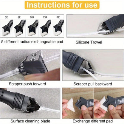 5-in-1 Silicone Caulking Tool | Sealant Finishing Tool | Glue Angle Scraper Tool For Window And Sink Renovations