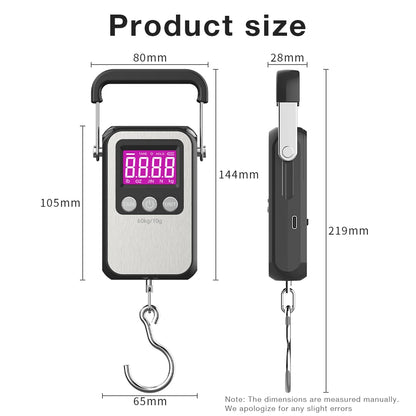 New 60kg/10g LCD Display USB Charging Digital Hanging Hook Scale Electronic Travel Luggage Scale Weighing Balance