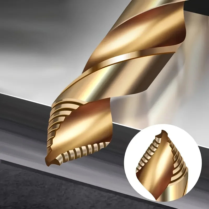 6Pcs Step Drill Bit Set 1-6mm With Gold Oxide Coating, Professional For Stainless Steel & Hard Metal