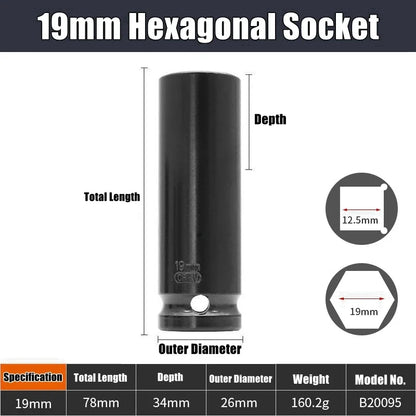 1/2" Drive Deep Impact Socket Drive Metric Wrench Socket Deep Impact Socket Pneumatic Wrench Head Tire Removal Tools