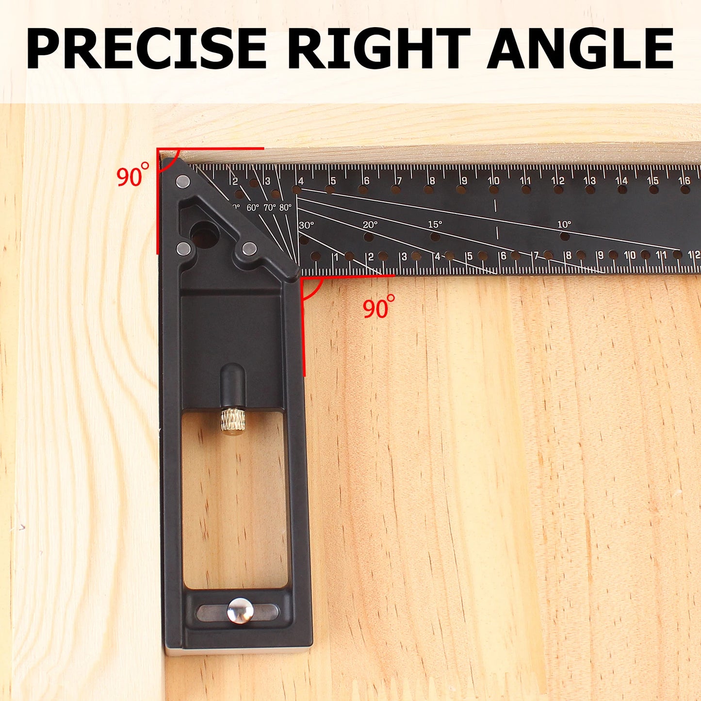 Woodworking Square Ruler - Right Angle Ruler Carpenter Square Layout Tool, Retractable Ledge, 30/40CM Multi-Angle Scribe Mark