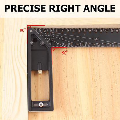 Woodworking Square Ruler - Right Angle Ruler Carpenter Square Layout Tool, Retractable Ledge, 30/40CM Multi-Angle Scribe Mark