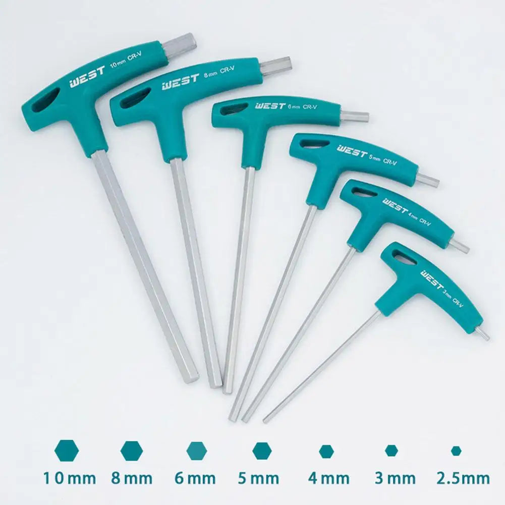 Professional Hex Allen Wrench with T-Handle 2mm 2.5mm 3mm 4mm 5mm 6mm 8mm 10mm Hexagonal Wrench Tools
