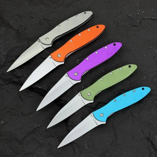 KS Leek 1660 Aluminum Folding Knife with 8Cr13Mov Blade Window Breaker Self-defense and Protection Tool Outdoor Fishing Knife