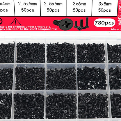 780pcs Miniature Computer Screw Set for PCs Laptops SSDs CPU Coolers Miniature Glasses Electronic Repair Screws