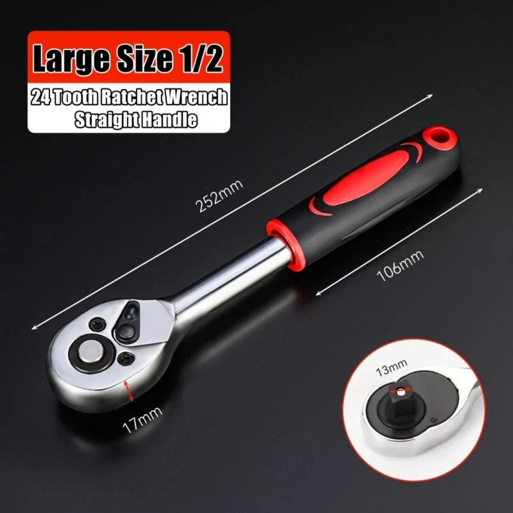 72/24 Tooth Quick Ratchet Wrench 1/2 1/4 3/8 3 Size Flying Wrenches Two-way Socket Wrench Repair Tools for Vehicle Bicycle