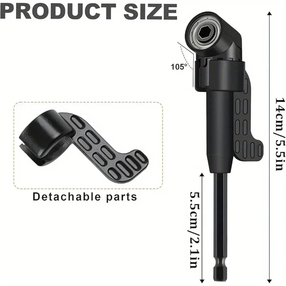 Flexible Drill Bit Extension 105° & 90° Right Angle Adapter, 1/4 3/8 1/2" Impact Socket Set, 360° Rotatable Shaft Extension