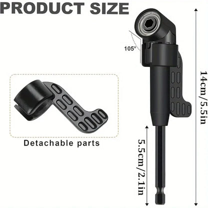 Flexible Drill Bit Extension 105° & 90° Right Angle Adapter, 1/4 3/8 1/2" Impact Socket Set, 360° Rotatable Shaft Extension