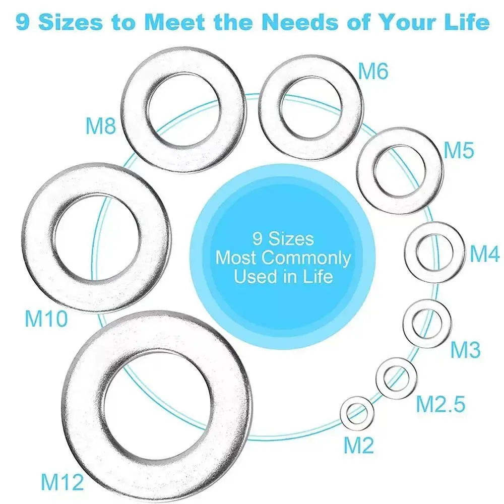 900 - Piece 304 Stainless Steel Washer Set, Made of Durable Material, Polished and Electroplated, Won't Damage the Surface of Fa