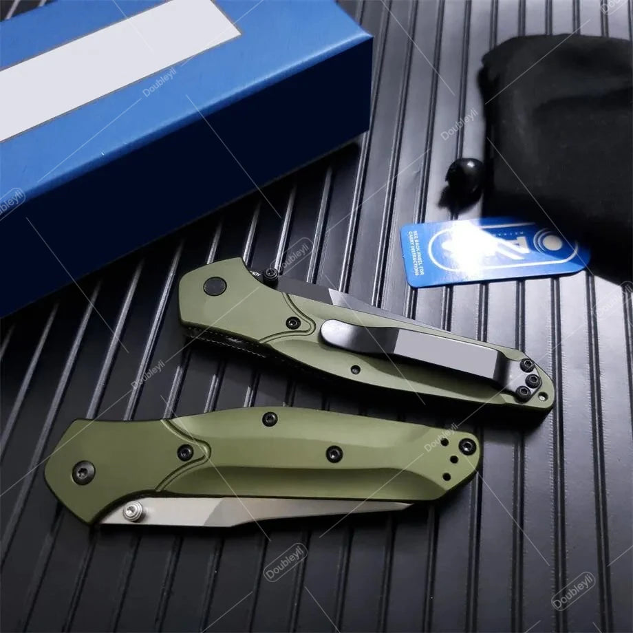 Ideal Gift for Men BM 940 Folding Knife S30V Satin Plain Blade Green / Black Aluminum Handle Compact Utility EDC Tools Camping Outdoor Pocket Knife
