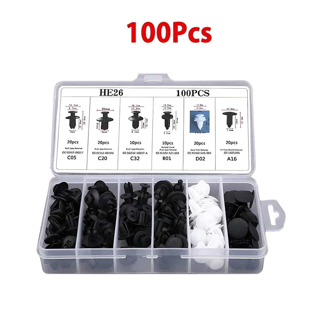 50/100pcs Auto Fastener Clip Kit Fender Rivet Clips Car Body Push Retainer Pin Rivet Bumper Door Trim Panel Retainer Car Clips