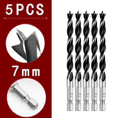 3/5/7PCS 3/4/5/6/7/8/10mm 1/4 Hexagonal Handle Three Pointed Woodworking Drill Bit Set Woodworking Hole Reaming Power Tool
