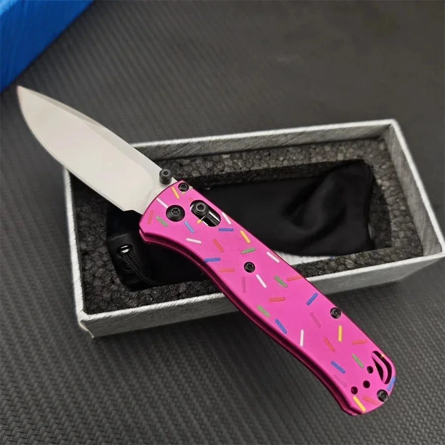 BM Bugout 535 Donut Pink Handle Manual Open Pocket Folding Knives EDC Outdoor Camping Hunting Multifunctional Hand Tools