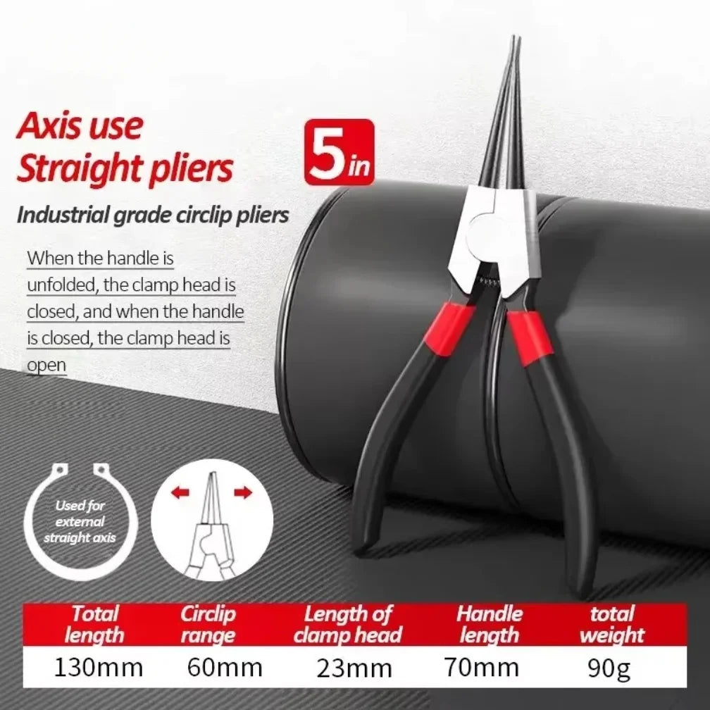 5-In Circlip Pliers, Needle Nose Pliers, Retaining Ring Pliers, for Removing Installing Puller Locking Rings Shafts