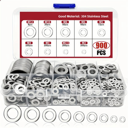 900 - Piece 304 Stainless Steel Washer Set, Made of Durable Material, Polished and Electroplated, Won't Damage the Surface of Fa
