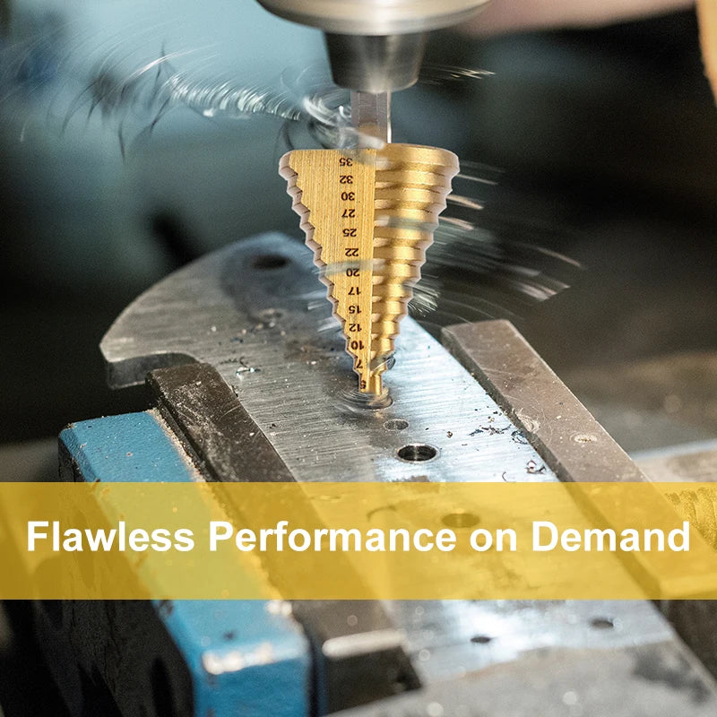 5-35 Gold Titanium Plate Pagoda Drill Hexagonal Straight Groove Step Drill Bit Wood Plastic Aluminum Hole Expand Tool Accessory