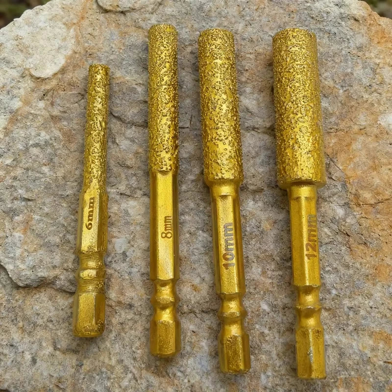 Hex Shank Diamond Core Bit Set - Dry Drilling for Ceramic Tile Granite Marble, Vacuum Brazed Hole Saw, No Water Needed