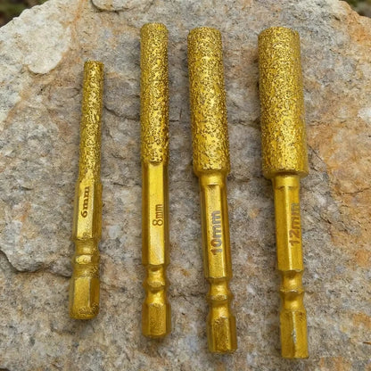 Hex Shank Diamond Core Bit Set - Dry Drilling for Ceramic Tile Granite Marble, Vacuum Brazed Hole Saw, No Water Needed