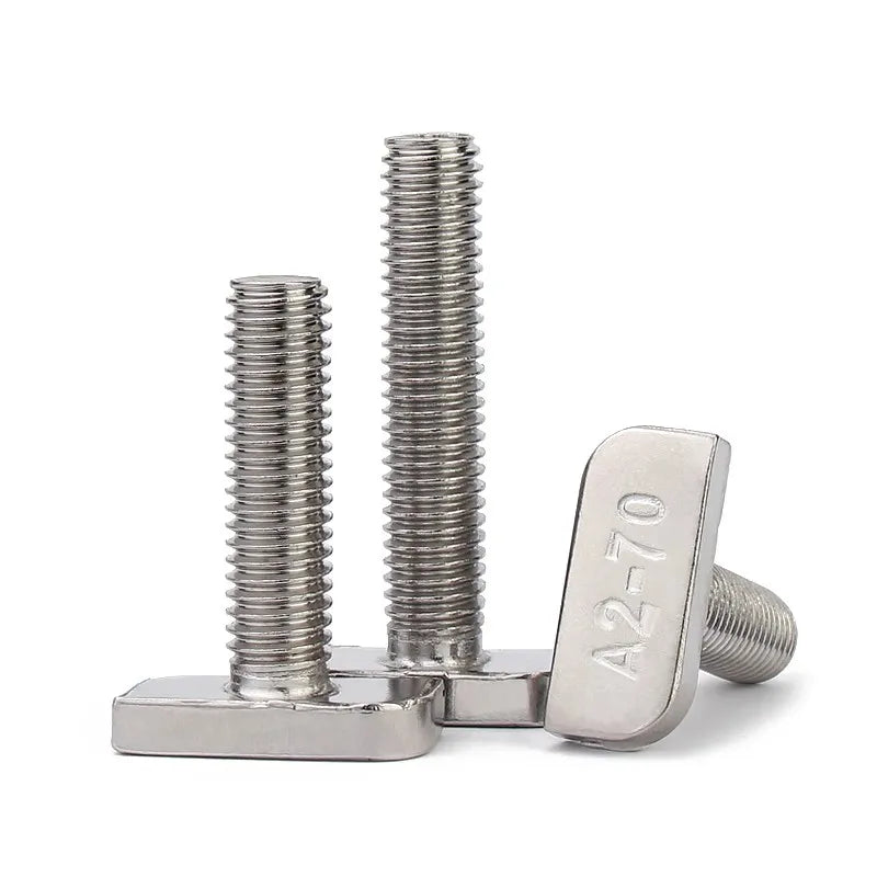 M8/M10 T-Bolt Kit 304 Stainless Steel (A2-70) - T-Screws Locking Tooth Flange Nuts - for Solar Panel Mounting PV Rails Greenhous