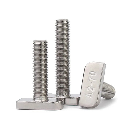 M8/M10 T-Bolt Kit 304 Stainless Steel (A2-70) - T-Screws Locking Tooth Flange Nuts - for Solar Panel Mounting PV Rails Greenhous