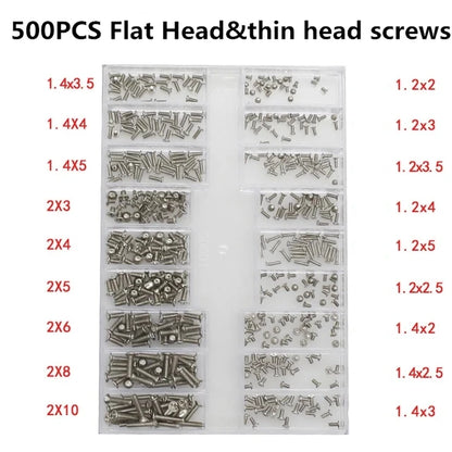 500PCS 18Size Laptop Notebook Tiny Computer Replacement Electronic Screws Assortment Repair Kit Flat Head Mini Screw Set