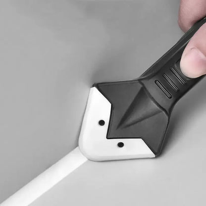 1 Set 3-in-1 Silicone Caulking Tool - Stainless Steel Head for Sealing, Cleaning & Scraping, Ergonomic Plastic Handle