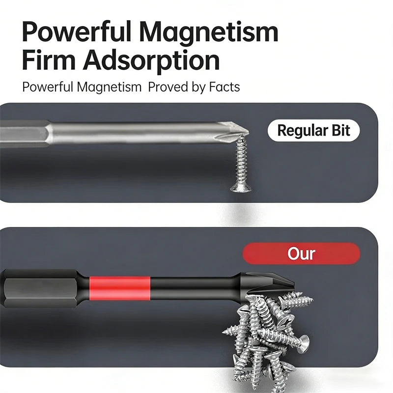 Magnetic Impact Phillips Bit Anti-Slip Impact Long Screwdriver Bit Set Hex Shank Cross Impact Driver Bit for Power Drilling