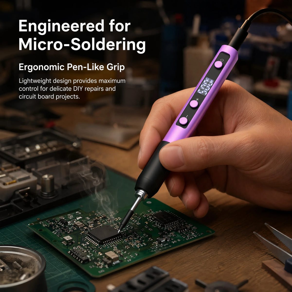 USB Portable Mini Digital Display Soldering Iron Kit with Fast Heating, Adjustable Temperature, and Plug-in Design