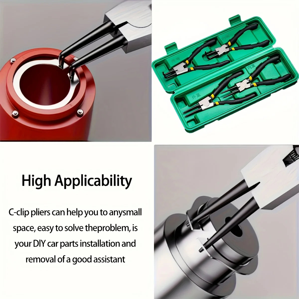 4 Pcs Snap Ring Pliers Set, 7 Inches Internal/External Heavy Duty for Ring Remover Retaining Straight Bent Lock Pliers Set - AliExpress