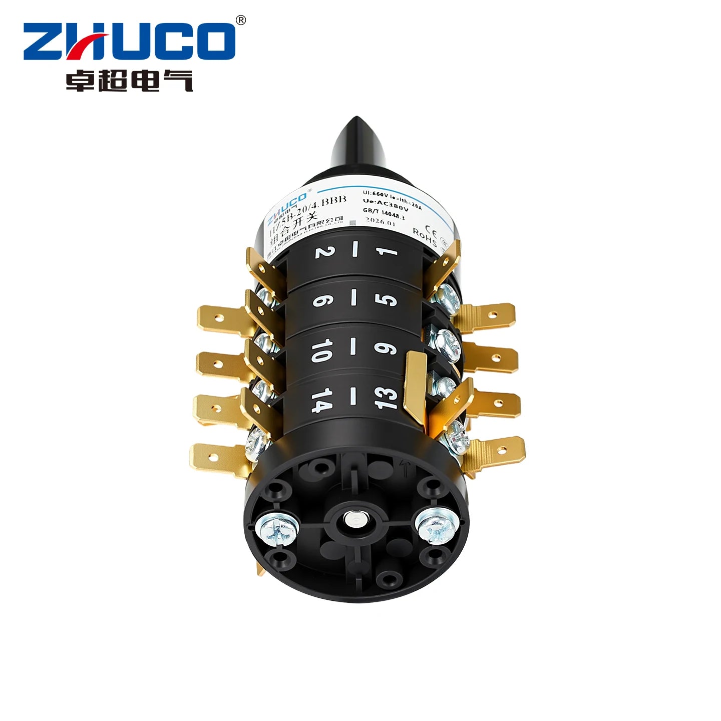 HZ5B-20/4.BBB 7-Position 4-Pole Combination ChangeOver Switch With Knob Handle Common Rotary Cam Switch Power Tool Parts