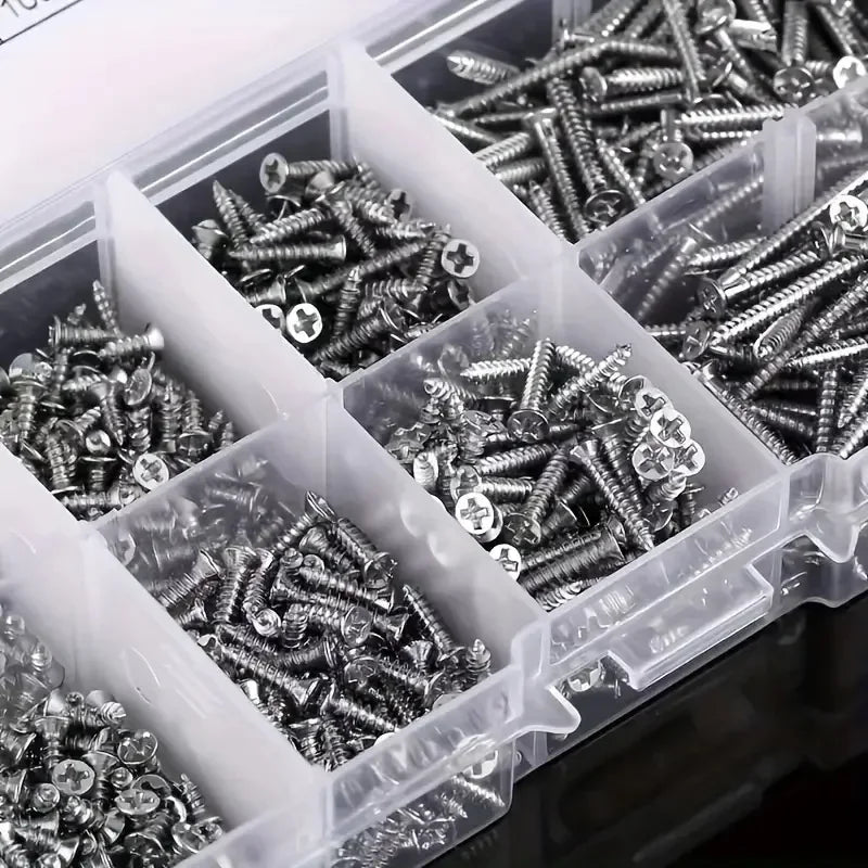 100/620Pcs M2-M4 Wood Self Tapping Screws Assortment Kit Wood Thread Fastener Set