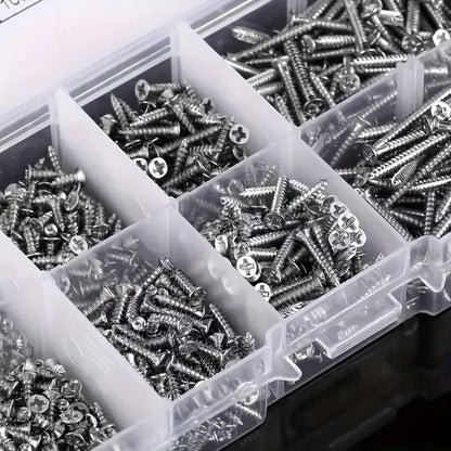 100/620Pcs M2-M4 Wood Self Tapping Screws Assortment Kit Wood Thread Fastener Set