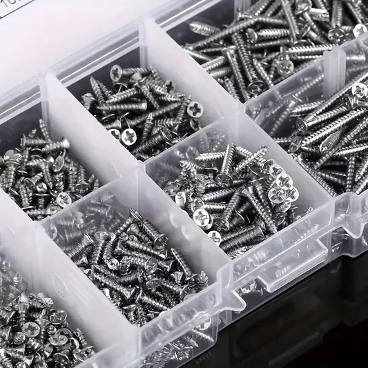 100/620Pcs M2-M4 Wood Self Tapping Screws Assortment Kit Wood Thread Fastener Set