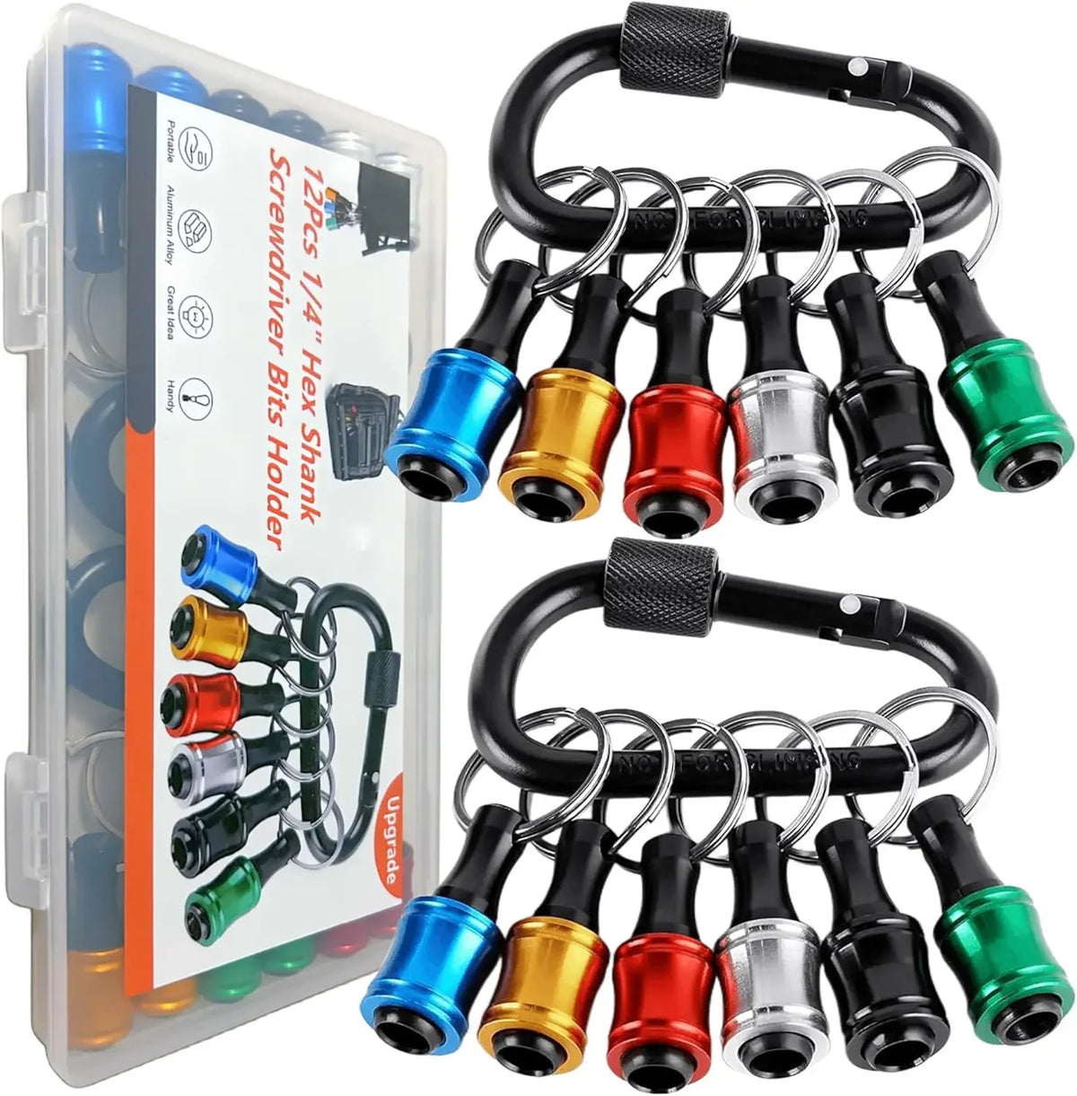 12PCS Bit Holders 1/4 Socket,Screwdriver Bit Holder for Impact Driver Drill Bit Keychain Extension Bar Quick Release Easy Change