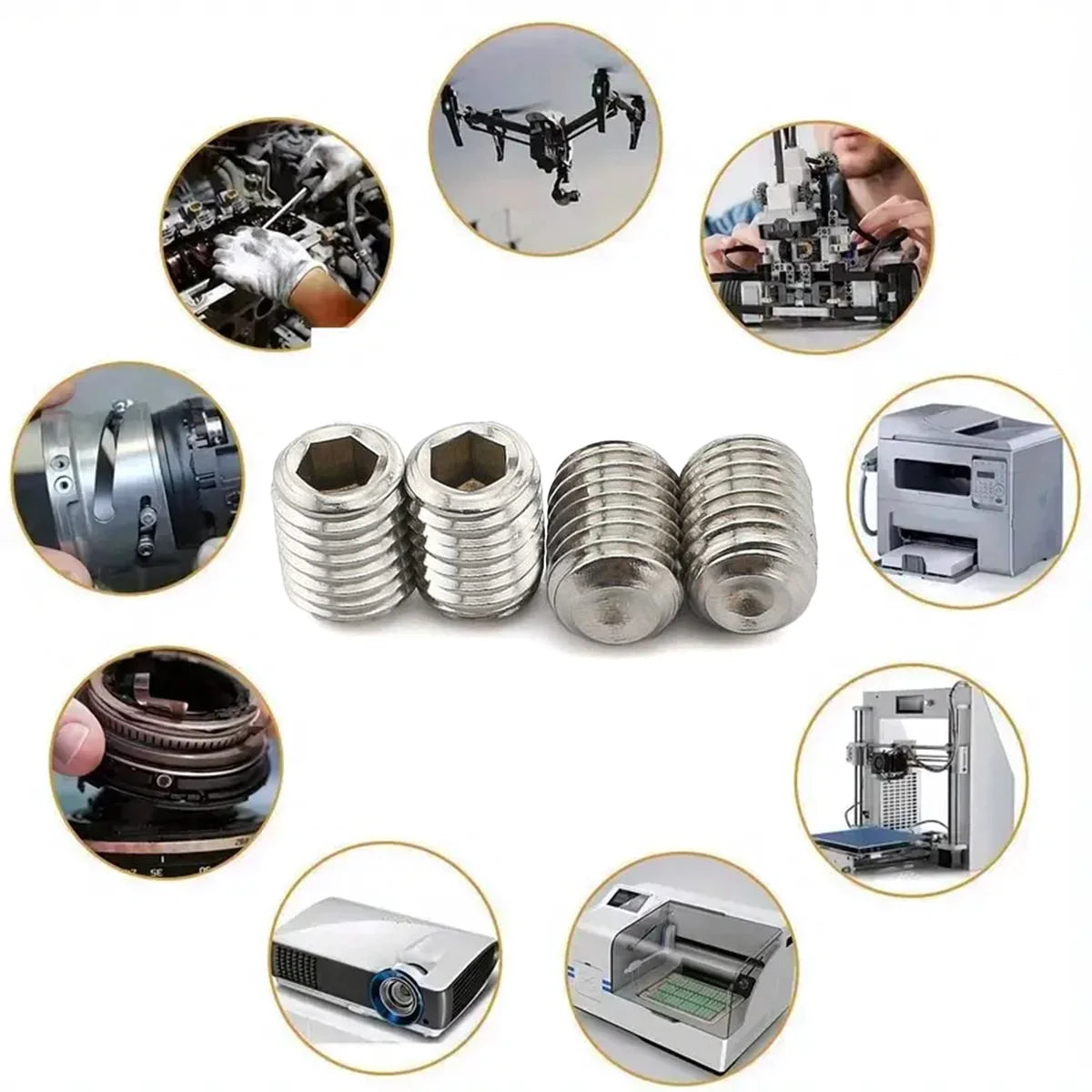 360-piece stainless steel headless hex socket screw set - M3/M4/M5/M6/M8 hex socket screws, num screws, machine screws