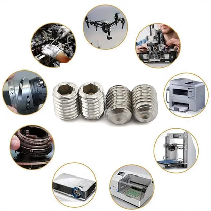 360-piece stainless steel headless hex socket screw set - M3/M4/M5/M6/M8 hex socket screws, num screws, machine screws