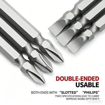 Premium S2 Alloy Steel 2-in-1 Screwdriver Bits High Hardness Strong Magnetic Cross Slotted Bit Set for Home & Car Repair