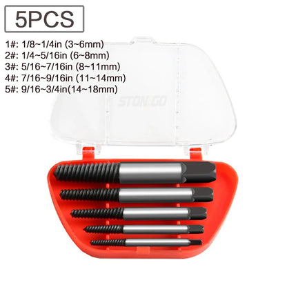 5/6PCS Broken Screw Extractor Set, Carbon Steel Double End Damaged Bolt Remover Drill Bits with Storage Case