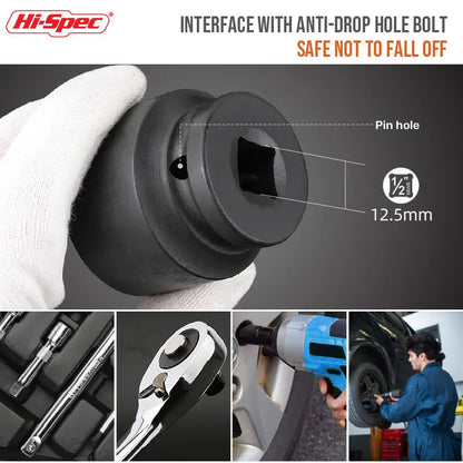 Heavy Duty 1/2" Drive Hexagon Impact Socket Shallow Metric Sockets for Impact Driver  High Torque CR-MO Tools for auto repair
